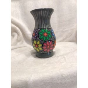 Vintage Small Hand Painted handmade Vase Made In Mexico cool colors